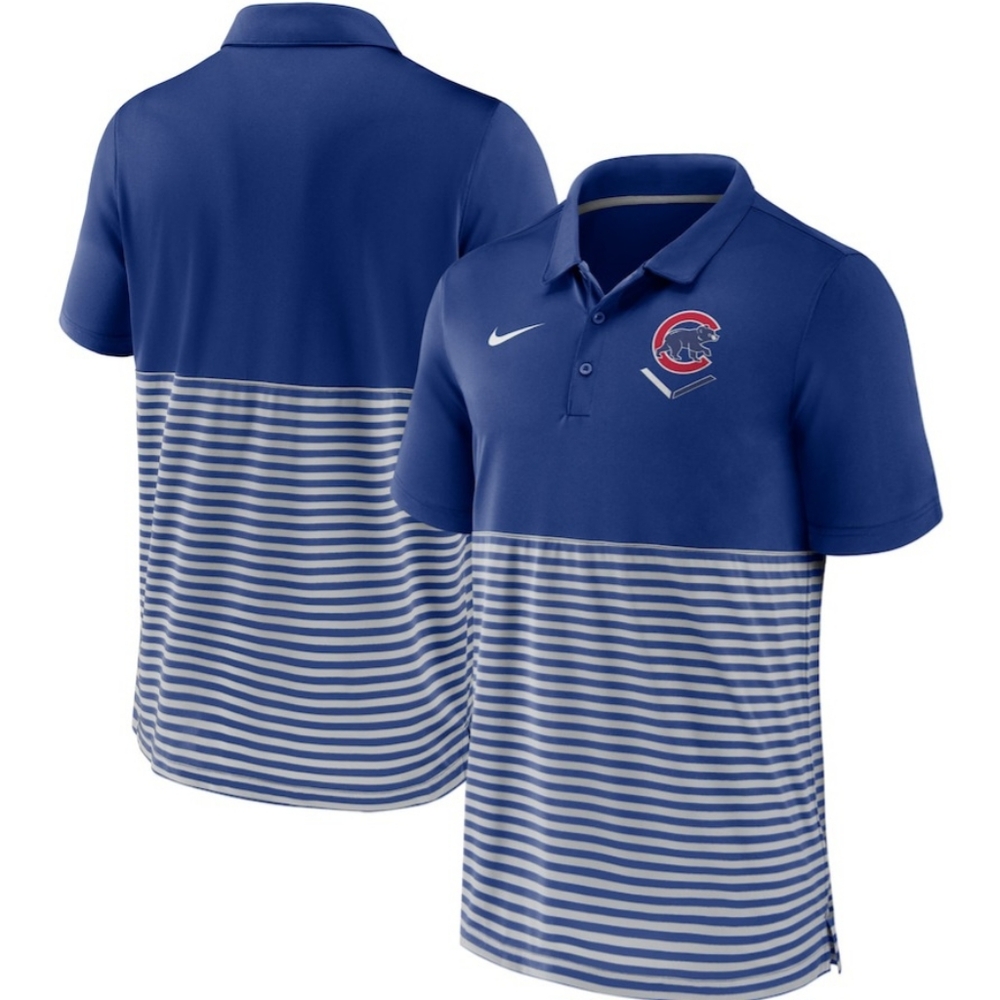Nike MLB Dri-Fit Chicago Cubs Striped Polo Shirt Size XXL - Excellent Condition